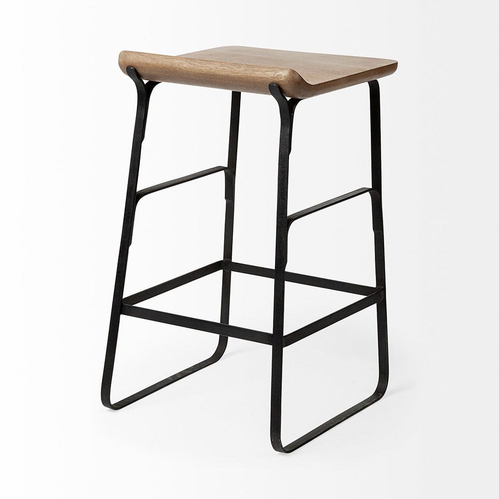 Mercana - Conan 25" Seat Height Brown Wood Seat Black Metal Frame Counter Stool - 69008_CLOSEOUT view 5