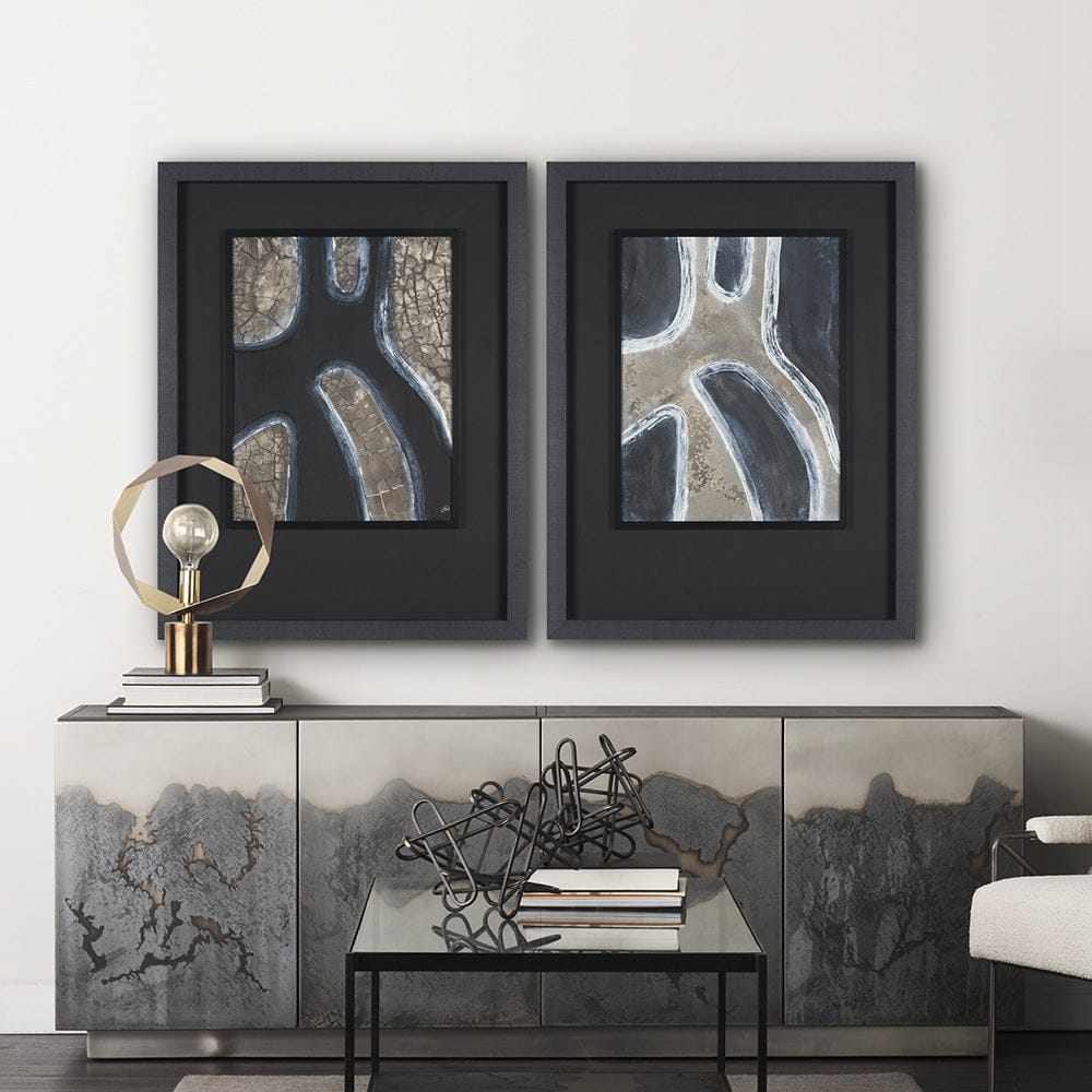 Mercana - Contrasting Paths I by Studio M a handmade Original Framed 3D Textured Artwork under Glass - 15256 view 8