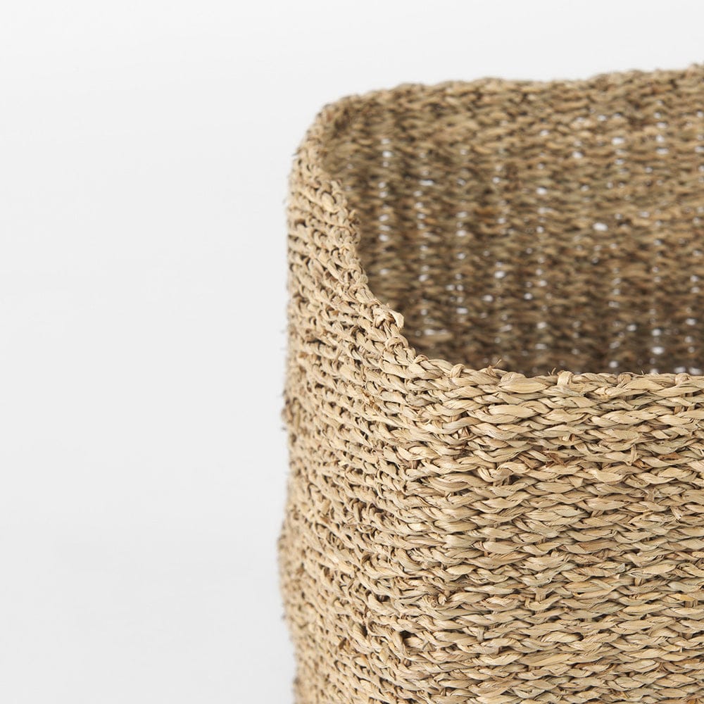 Mercana - Copenhagen 15.7L x 15.7W x 15.7H Medium Brown Square Twisted Seagrass Square Basket (Set of 3) - 69593 view 4