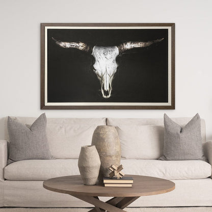 Mercana - Cow Skull by PH Burchett a Hand Embellished Textured Framed Art Print Matted under Glass - 12821 view 5