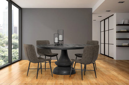 Mercana - Crossman 60" Round Dark Brown/Gray Solid Wood Table Top & Base Dining Table - 67119-AB view 7