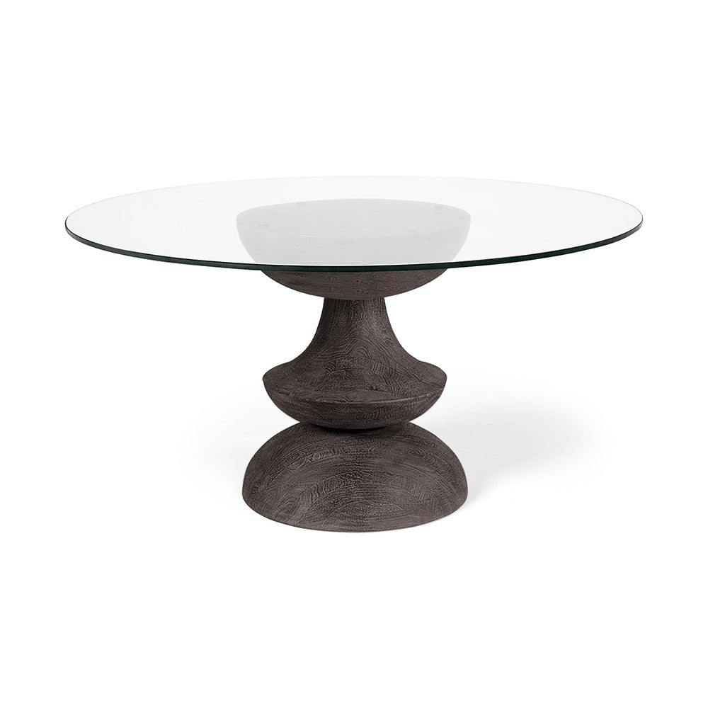 Mercana - Crossman III 60L x 60W x 30H Dark Brown/Gray Solid Wood Base W/ Round Glass Top Dining Table - 68748-AB view 1