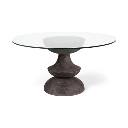 Mercana - Crossman III 60L x 60W x 30H Dark Brown/Gray Solid Wood Base W/ Round Glass Top Dining Table - 68748-AB view 1