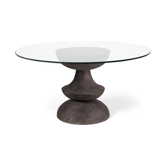 Mercana - Crossman III 60L x 60W x 30H Dark Brown/Gray Solid Wood Base W/ Round Glass Top Dining Table - 68748-AB view 1