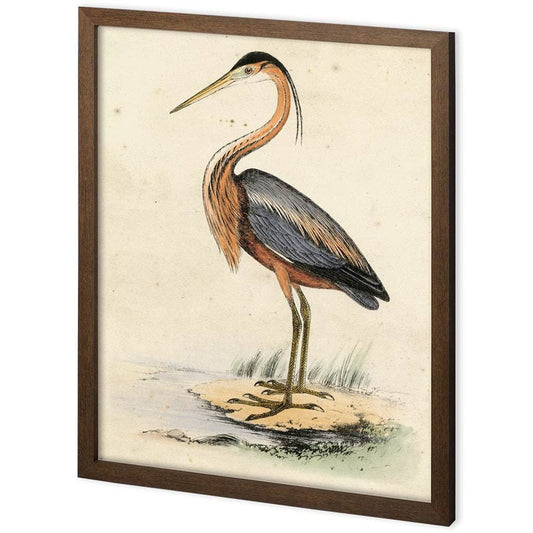 Mercana - Custom Antique Heron II by Ferdos Maleki a Hand Embellished Textured Framed Decograph Art Print - 11225 view 1