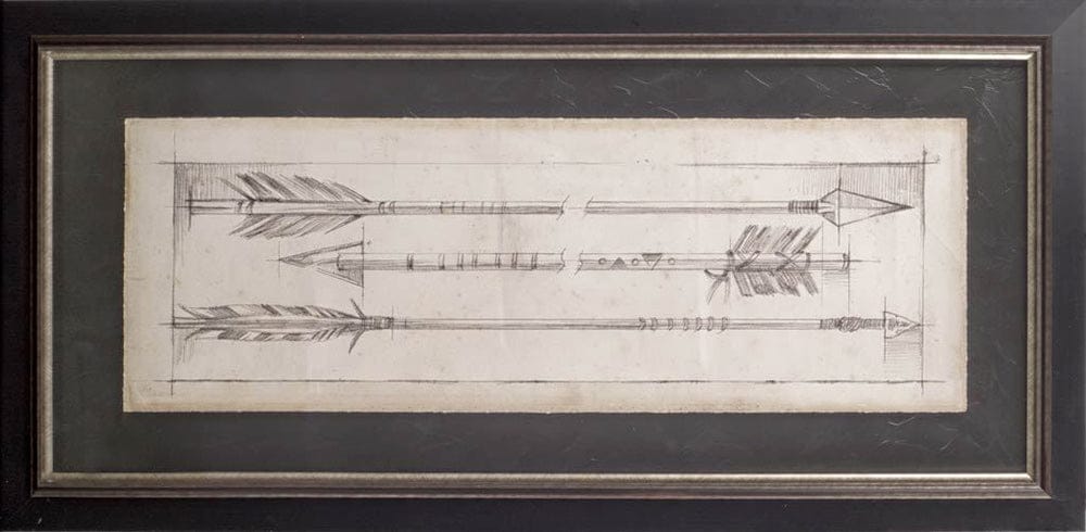 Mercana - Custom Arrow Schematic I MC by Ethan Harper Hand Embellished Framed Art Print Matted under Glass - 10301 view 2