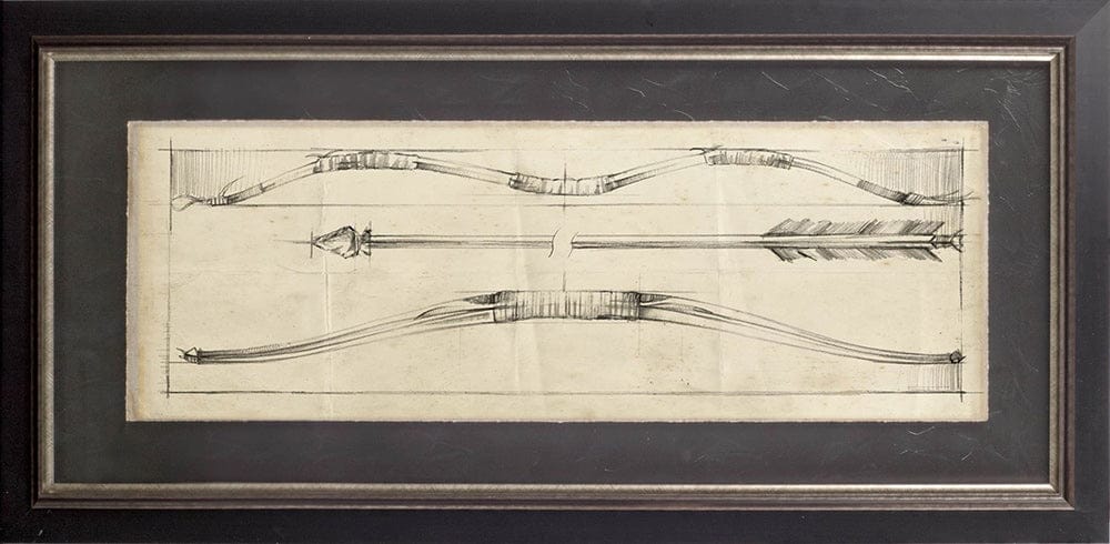 Mercana - Custom Arrow Schematic II MC by Ethan Harper Hand Embellished Framed Art Print Matted under Glass - 10302 view 2