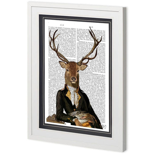 Mercana - Custom Deer in Chair by Fab Funky a Framed Art Print Matted under Glass - 11227 view 1