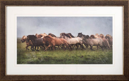 Mercana - Custom Icelandic Horses XIII MC by PH Burchett Hand Embellished Framed Art Print Matted under Glas - 10289 view 2
