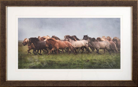 Mercana - Custom Icelandic Horses XIII MC by PH Burchett Hand Embellished Framed Art Print Matted under Glas - 10289 view 2
