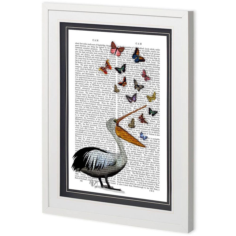 Mercana - Custom Pelican & Butterflies by Fab Funky a Framed Art Print Matted under Glass - 11228 view 1
