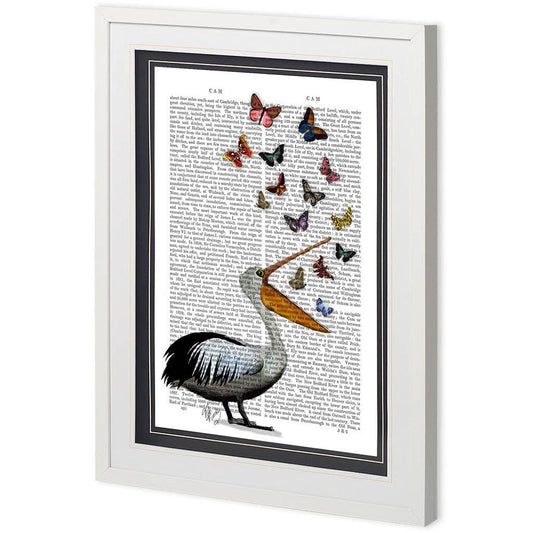 Mercana - Custom Pelican & Butterflies by Fab Funky a Framed Art Print Matted under Glass - 11228 view 1