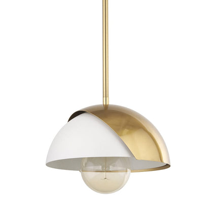 Mercana - Cybill Brushed Brass w/ White Metal Shade 1-Light Wall Pendant - 70467 view 1