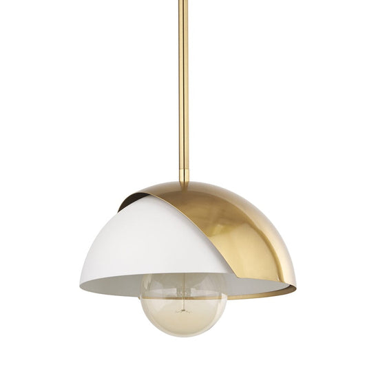 Mercana - Cybill Brushed Brass w/ White Metal Shade 1-Light Wall Pendant - 70467 view 1