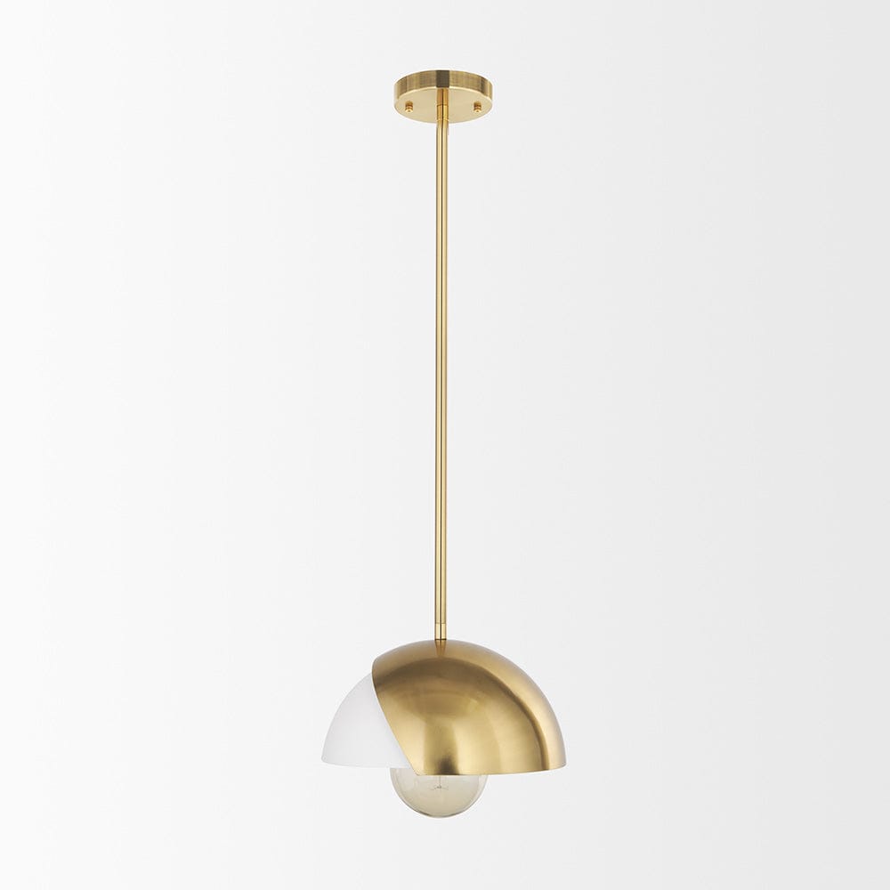 Mercana - Cybill Brushed Brass w/ White Metal Shade 1-Light Wall Pendant - 70467 view 3