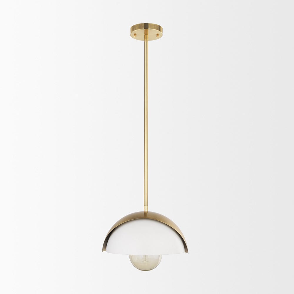 Mercana - Cybill Brushed Brass w/ White Metal Shade 1-Light Wall Pendant - 70467 view 4