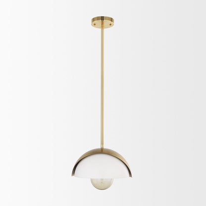 Mercana - Cybill Brushed Brass w/ White Metal Shade 1-Light Wall Pendant - 70467 view 4