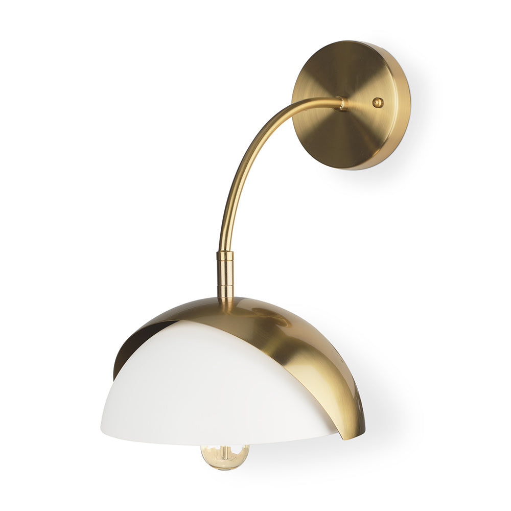 Mercana - Cybill Brushed Brass w/ White Metal Shade 1-Light Wall Sconce - 70468_CLOSEOUT view 1