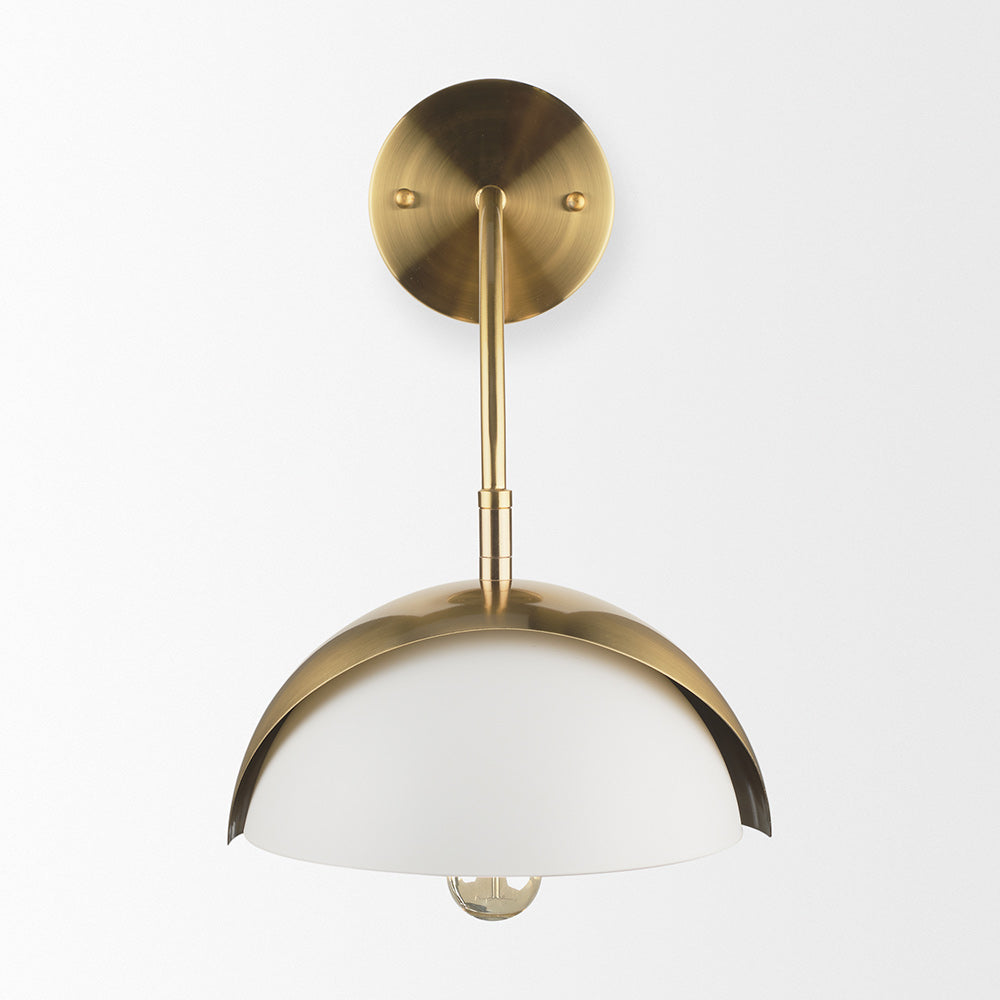 Mercana - Cybill Brushed Brass w/ White Metal Shade 1-Light Wall Sconce - 70468_CLOSEOUT view 2