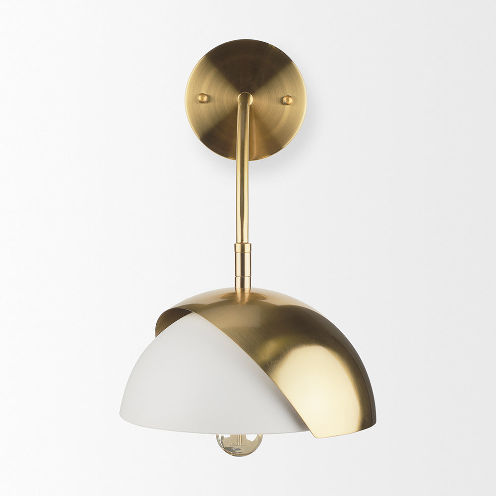 Mercana - Cybill Brushed Brass w/ White Metal Shade 1-Light Wall Sconce - 70468_CLOSEOUT view 3