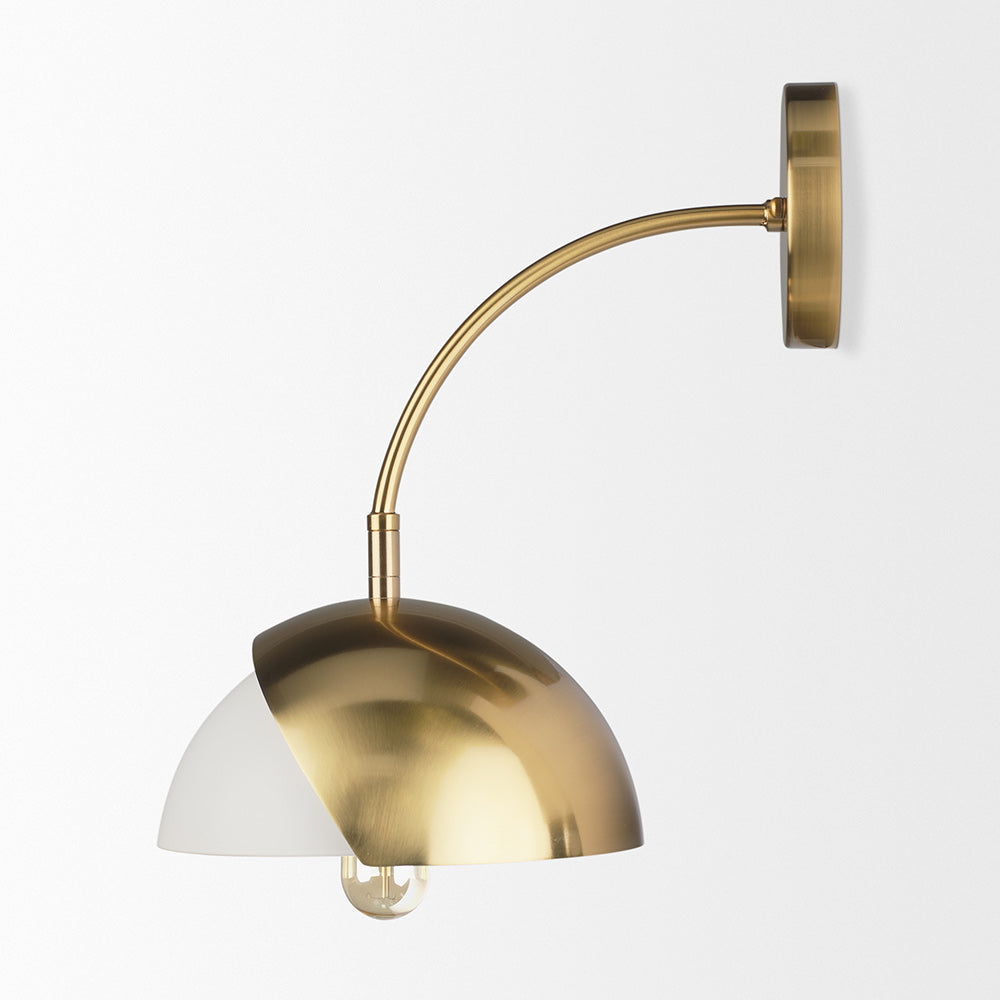 Mercana - Cybill Brushed Brass w/ White Metal Shade 1-Light Wall Sconce - 70468_CLOSEOUT view 4
