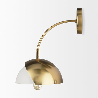 Mercana - Cybill Brushed Brass w/ White Metal Shade 1-Light Wall Sconce - 70468_CLOSEOUT view 4