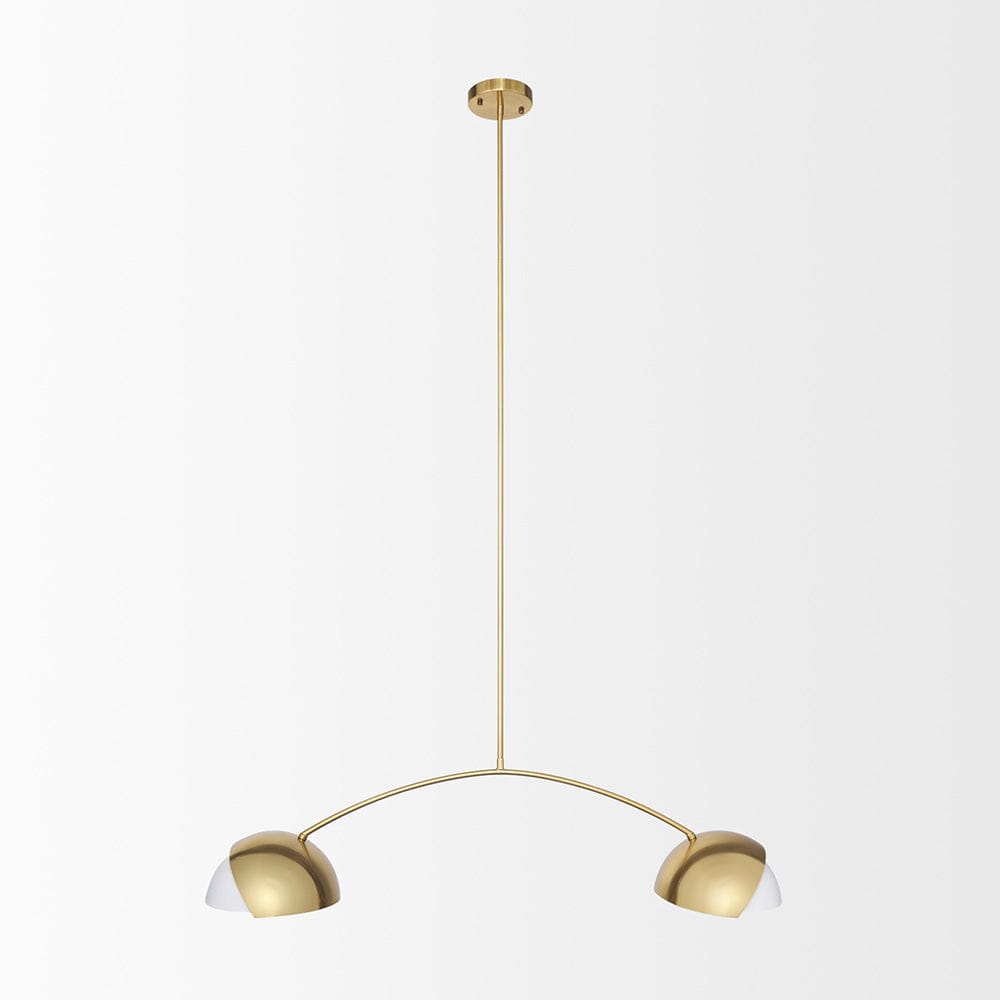 Mercana - Cybill Brushed Brass w/ White Metal Shades 2-Light Chandelier - 70466 view 2