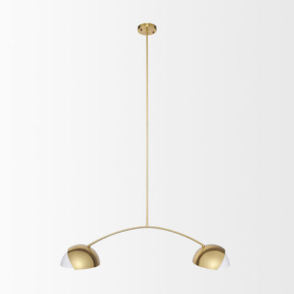 Mercana - Cybill Brushed Brass w/ White Metal Shades 2-Light Chandelier - 70466 view 2