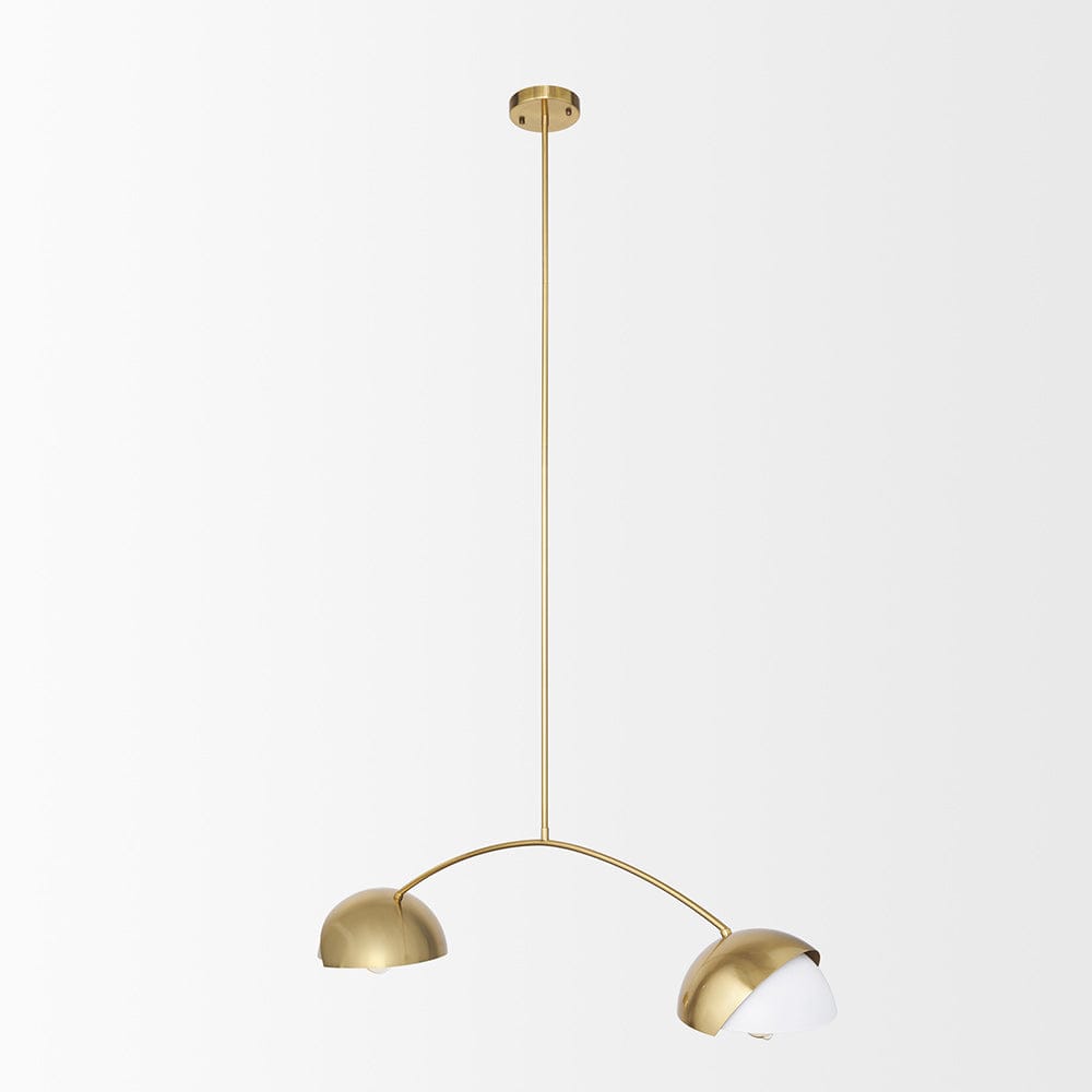 Mercana - Cybill Brushed Brass w/ White Metal Shades 2-Light Chandelier - 70466 view 3