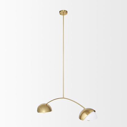 Mercana - Cybill Brushed Brass w/ White Metal Shades 2-Light Chandelier - 70466 view 3
