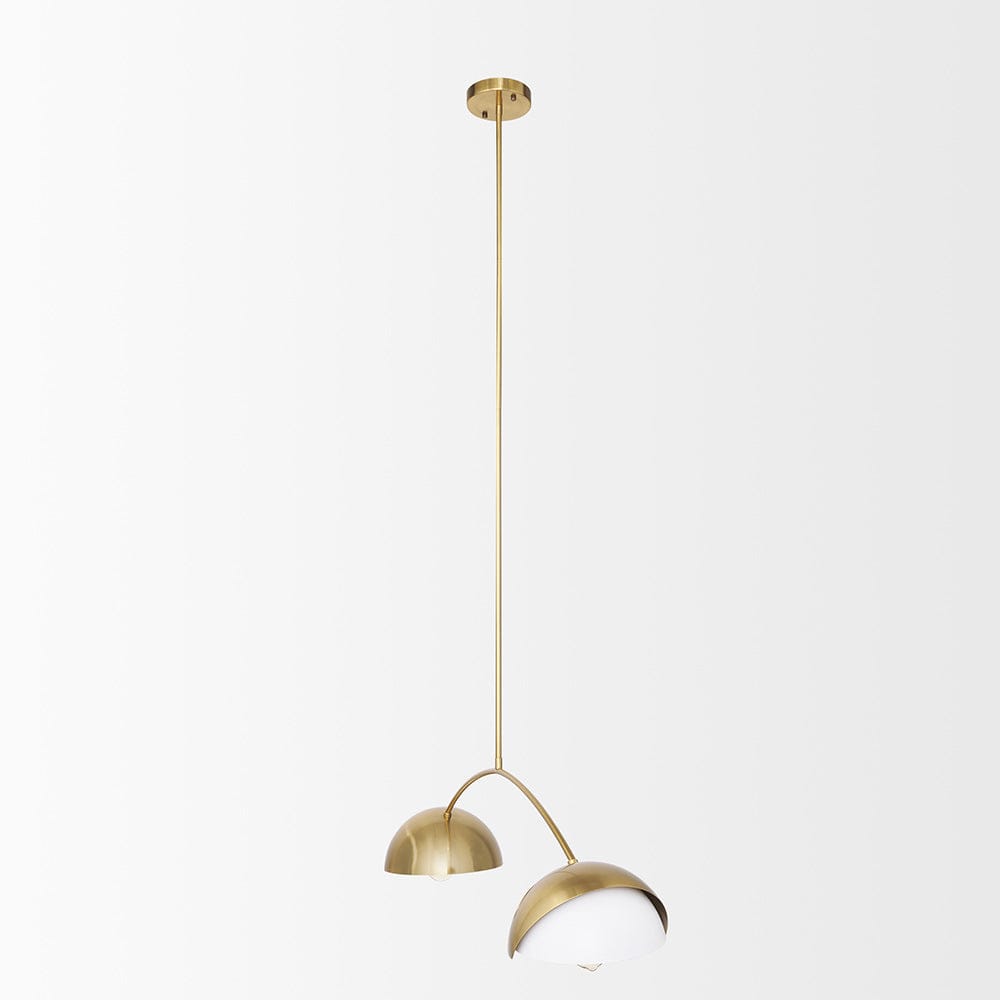 Mercana - Cybill Brushed Brass w/ White Metal Shades 2-Light Chandelier - 70466 view 4