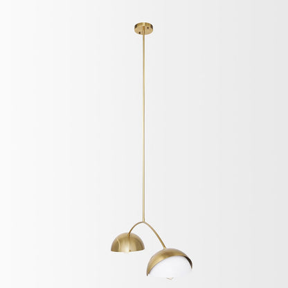 Mercana - Cybill Brushed Brass w/ White Metal Shades 2-Light Chandelier - 70466 view 4