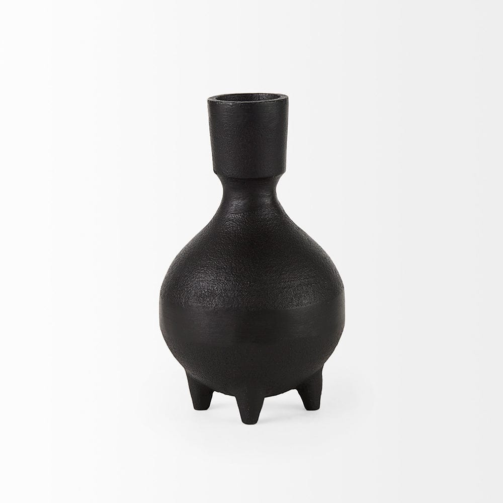 Mercana - Cyrus Black Spherical Vase W/ Flute Decorative Object - 69157_CLOSEOUT view 2