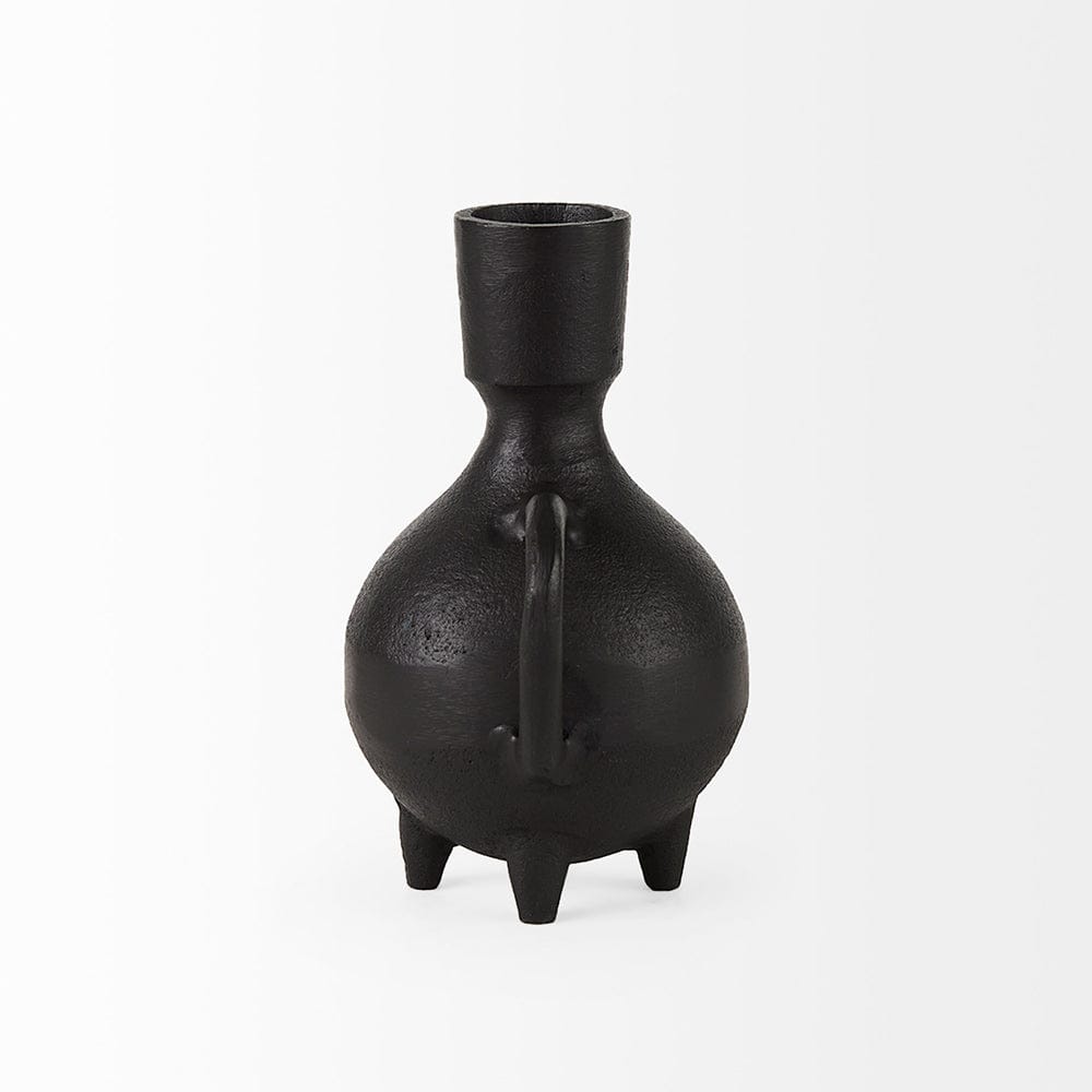 Mercana - Cyrus Black Spherical Vase W/ Flute Decorative Object - 69157_CLOSEOUT view 4