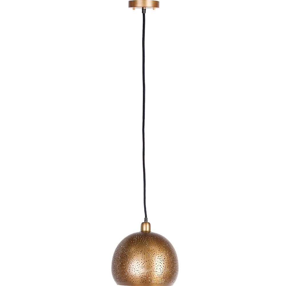 Mercana - Dalmeny II 11x12 Gold Perforated Metal Dome Pendant Light - 67756_CLOSEOUT view 2