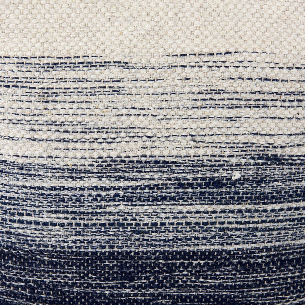 Mercana - Damini 18.5L x 18.5W x 18.1H Blue/Cream Wool and Cotton Pouf - 69510_CLOSEOUT view 7