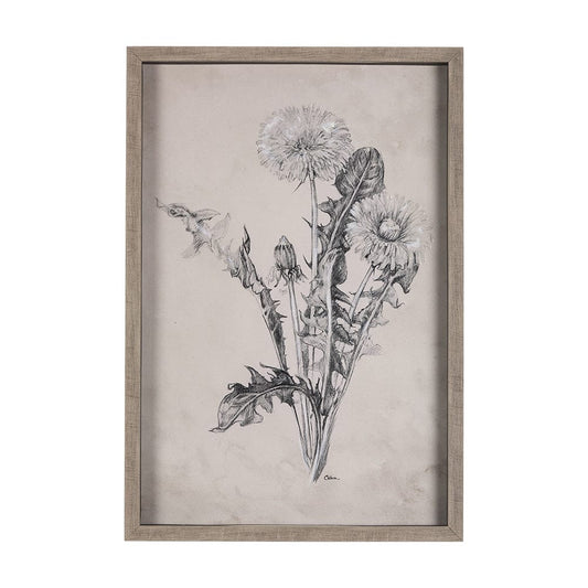 Mercana - Dandelion Drawing II by Mercana Studio Hand Embellished Textured Framed Art Print Matted under Glass - 14702 view 1