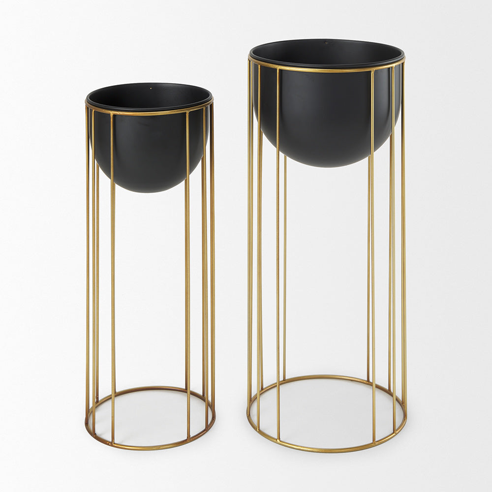 Mercana - Danica Matte Black Metal Plant Stands (Set of 2) - 70099_CLOSEOUT view 2