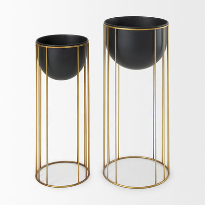 Mercana - Danica Matte Black Metal Plant Stands (Set of 2) - 70099_CLOSEOUT view 2