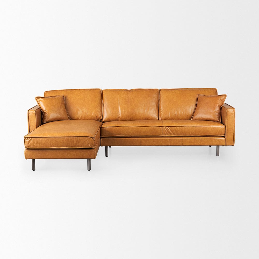 Mercana - D'Arcy 111"L x 70"D x 33"H Tan Leather Left Chaise Sectional - 69647-AB_CLOSEOUT view 2