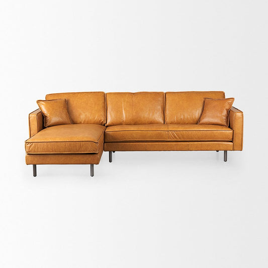 Mercana - D'Arcy 111"L x 70"D x 33"H Tan Leather Left Chaise Sectional - 69647-AB_CLOSEOUT view 2