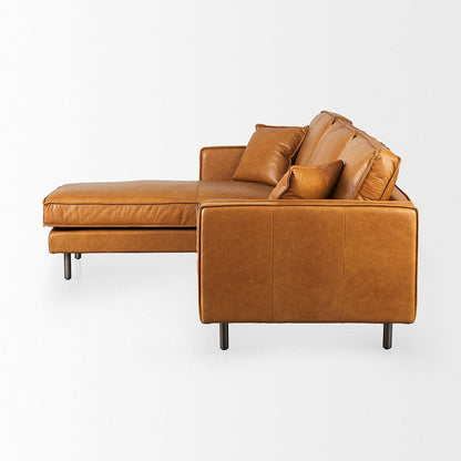 Mercana - D'Arcy 111"L x 70"D x 33"H Tan Leather Left Chaise Sectional - 69647-AB_CLOSEOUT view 3