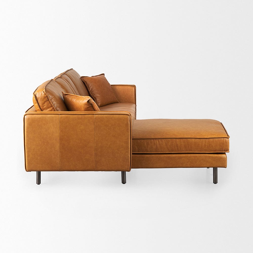 Mercana - D'Arcy 111"L x 70"D x 33"H Tan Leather Left Chaise Sectional - 69647-AB_CLOSEOUT view 5