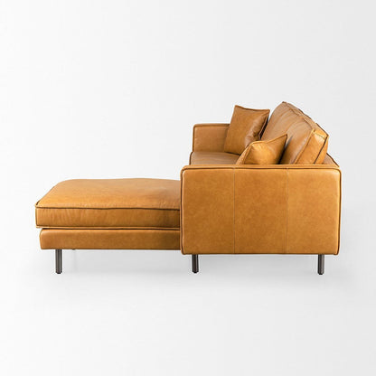 Mercana - D'Arcy 111"L x 70"D x 33"H Tan Leather Right Chaise Sectional - 69646-AB view 3