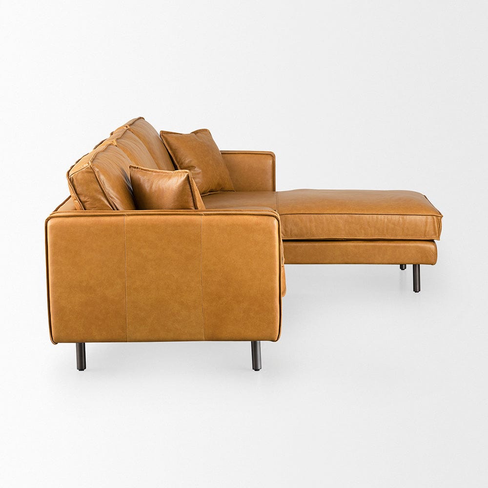 Mercana - D'Arcy 111"L x 70"D x 33"H Tan Leather Right Chaise Sectional - 69646-AB view 5