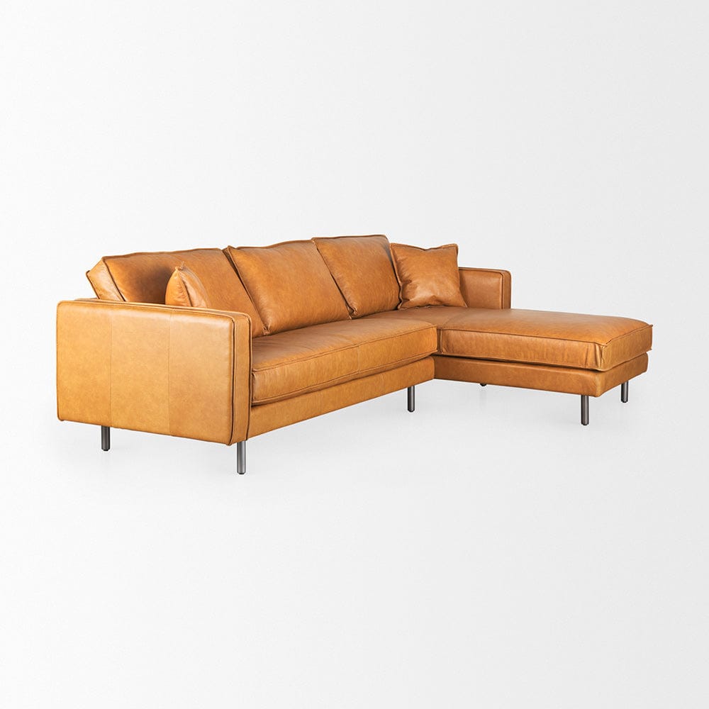 Mercana - D'Arcy 111"L x 70"D x 33"H Tan Leather Right Chaise Sectional - 69646-AB view 12