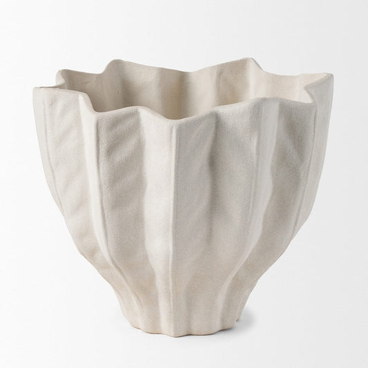 Mercana - Daria Textured White Sculptural Ceramic Bowl - 70968 view 2