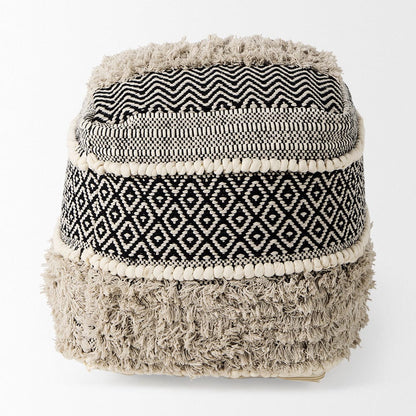 Mercana - Darika 16.0L x 16.0W x 16.0H Black/White/Gray Cotton Pouf - 69515_CLOSEOUT view 2