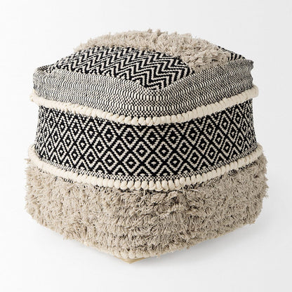 Mercana - Darika 16.0L x 16.0W x 16.0H Black/White/Gray Cotton Pouf - 69515_CLOSEOUT view 3