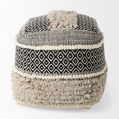 Mercana - Darika 16.0L x 16.0W x 16.0H Black/White/Gray Cotton Pouf - 69515_CLOSEOUT view 4